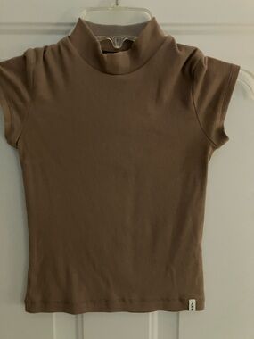 abercrombie kids Brown Mock Neck Short Sleeve Tee
